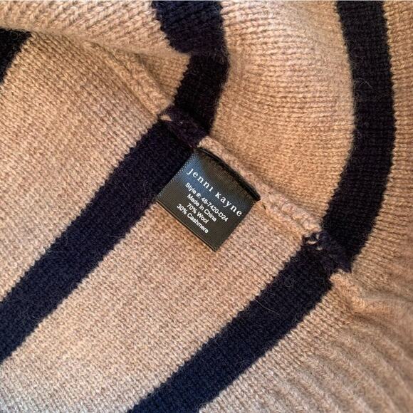 Jenni Kayne Cooper Button Wool Cashmere Knit Cardigan Sweater Taupe Navy Stripe - Picture 8 of 11